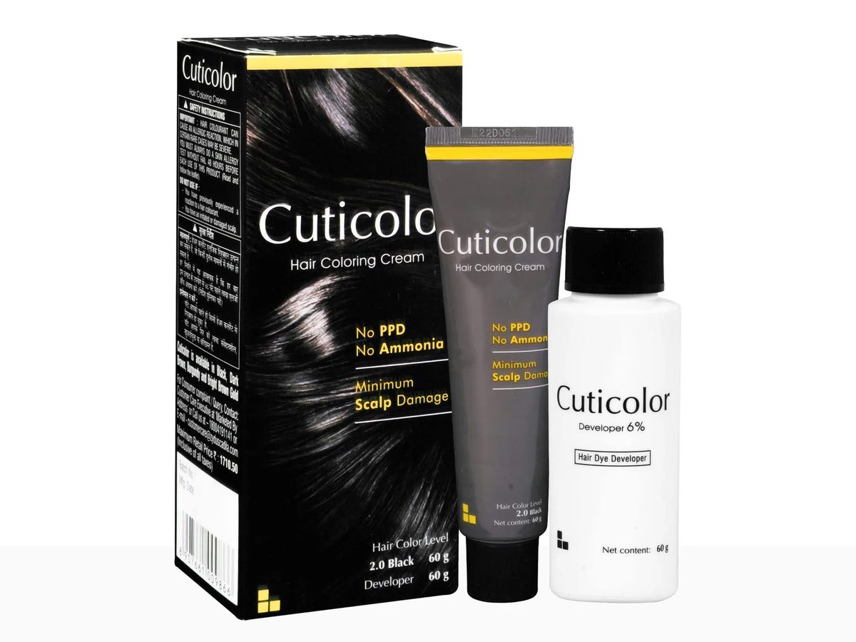 Cuticolor Hair Coloring Cream Black 2.0