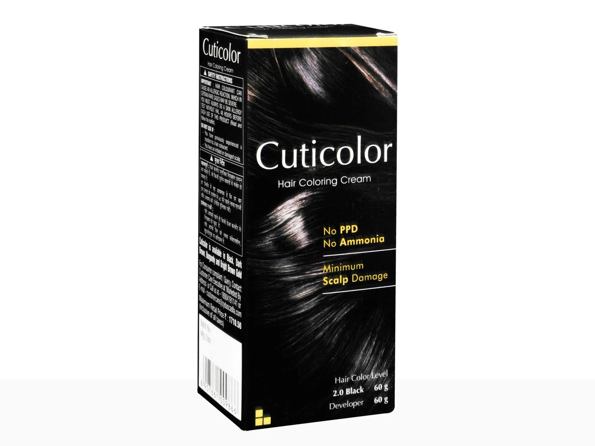 Cuticolor Hair Coloring Cream Black 2.0