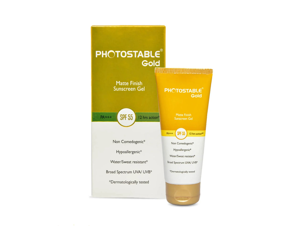 Photostable Gold Matte Finish Sunscreen Gel SPF 55